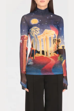 Casablanca Top in crepe con stampa grafica
