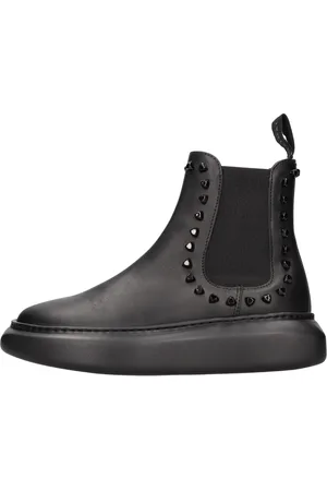 MAIMAI Stivaletti stile beatles in pelle e tessuto elastico.