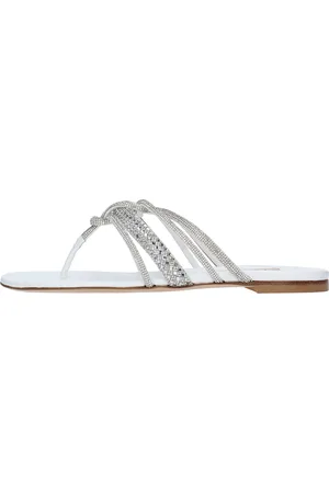 Casadei Sandali Flat infradito modello STRATOSPHERE tessuto strass e pelle