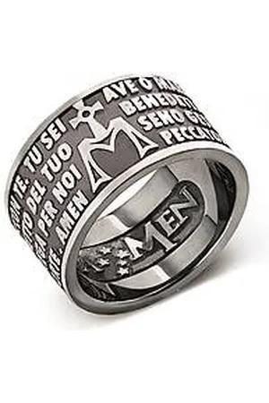 AMEN Anello A Fascia Ave Maria Italiano Gioiello Donna AMB925-14