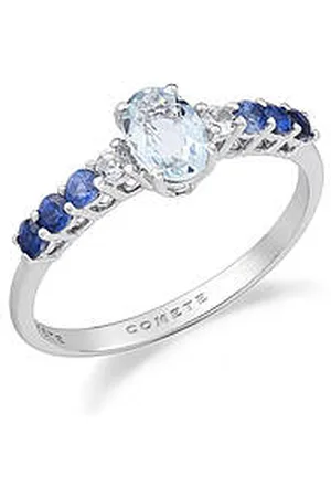 Comete Anello Zaffiro, Acquamarina Gioiello Donna Scia Di Stelle ANQ 345