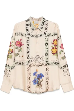 PIERRE-LOUIS MASCIA Camicia beige con stampa fiori