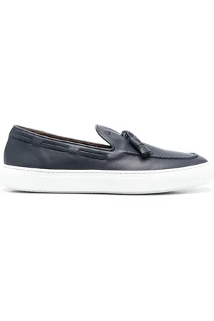 Fratelli Rossetti Mocassino in pelle blu con nappine