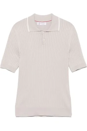 Brunello Cucinelli Polo in maglia a coste beige