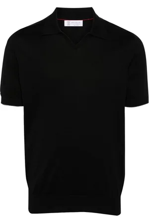 Brunello Cucinelli Polo nera in maglia sottile