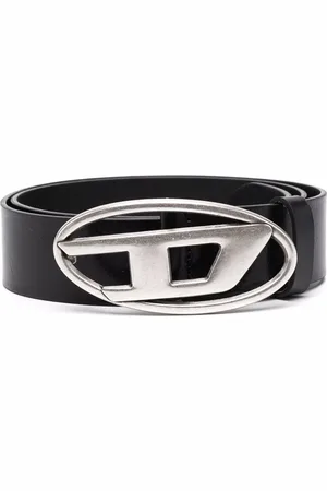 Diesel Cintura nera logo acciaio