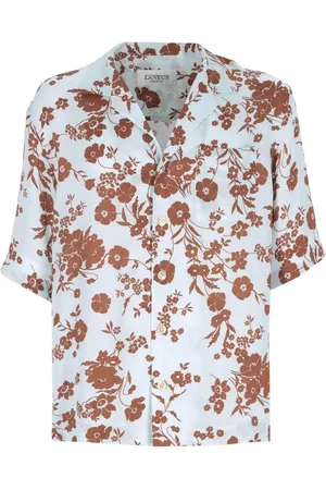 LANEUS Camicia azzurra a fiori