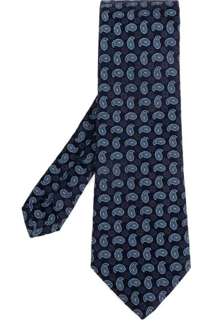 Etro Cravatta blu ricamo paisley all over