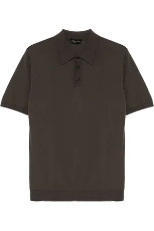 Roberto Collina Polo marrone in maglia