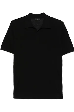 Roberto Collina Polo nera in maglia punto militare