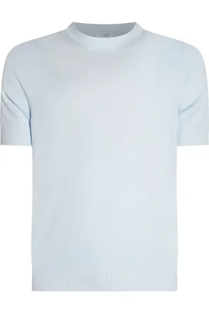 Malo T-shirt in maglia sottile azzurra