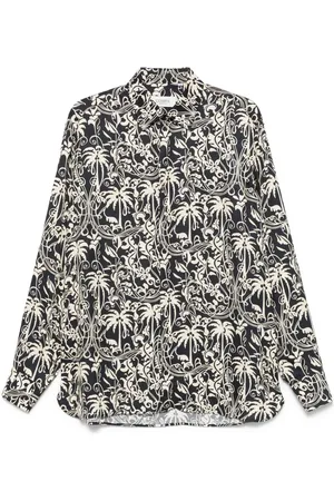 LANEUS Camicia nera con stampa