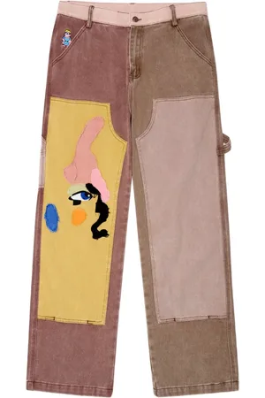 KIDSUPER STUDIOS Jeans marrone patchwork