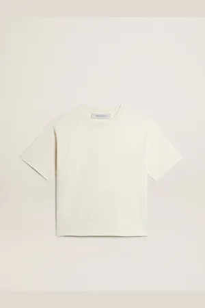 Golden Goose T-shirt Di Colore Bianco Vissuto Con Logo Reverse Sul Retro - Jersey Capsule