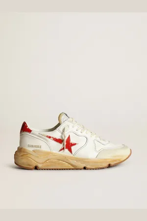 Golden Goose Running Sole Uomo Con Stella E Talloncino In Pelle Con Stampa Rossa