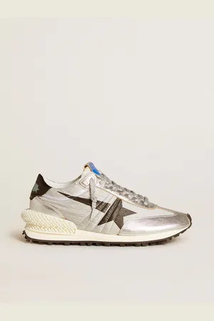 Golden Goose Marathon Donna Con Tomaia In Nylon Ripstop Di Colore Argento E Stella Nera