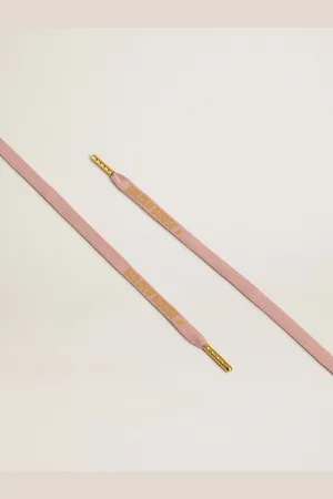 Golden Goose Lacci In Cotone Rosa Con Logo Dorato A Contrasto