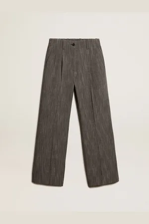 Golden Goose Pantalone A Vita Alta Da Donna In Misto Lana Melange Color Grigio
