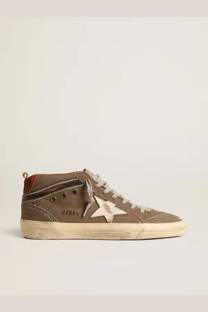 Golden Goose Mid Star In Canvas Verde Con Stella In Pelle E Virgola Nera