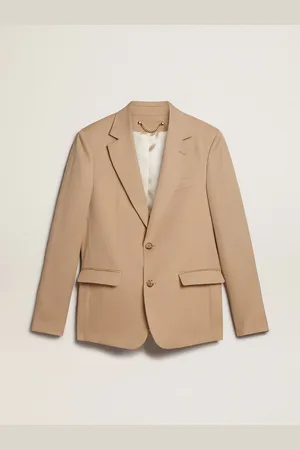 Golden Goose Blazer Monopetto Color Sabbia Con Bottoni In Corno