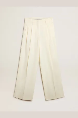 Golden Goose Pantalone Jogging Da Donna In Misto Lana Color Bianco Vissuto