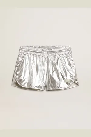 Golden Goose Running Shorts Donna In Tessuto Argento