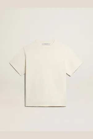 Golden Goose T-shirt Di Colore Bianco Vissuto Con Logo Reverse Sul Retro - Jersey Capsule