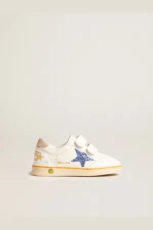 Golden Goose Ball Star Junior Con Stella In Glitter Blu E Talloncino In Suede Beige