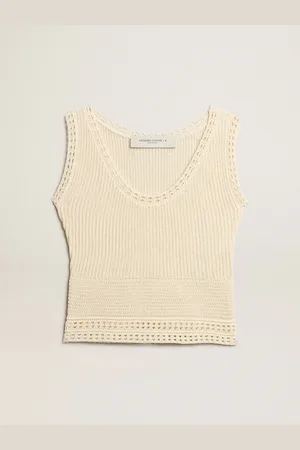 Golden Goose Gilet Da Donna Di Color Ecrù