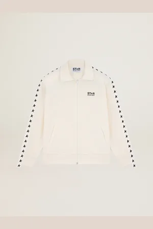 Golden Goose Felpa Con Zip Da Uomo Color Papiro Con Stelle Nere