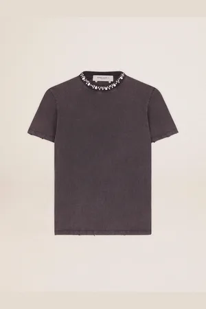 Golden Goose T-shirt Da Donna Color Grigio Antracite E Cristalli