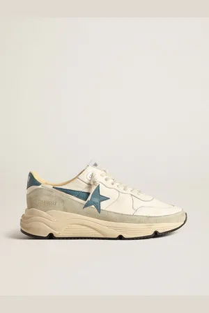 Golden Goose Running Sole In Nappa Con Stella In Pelle Blu E Inserto In Suede