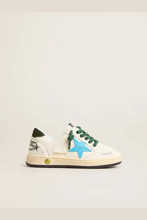 Golden Goose Ball Star Young Con Stella Turchese E Talloncino In Suede Verde