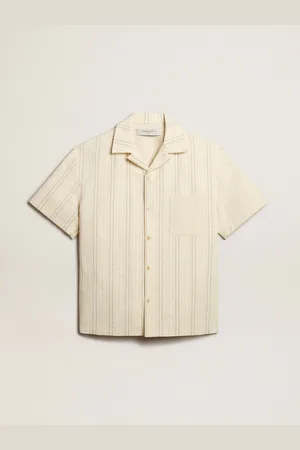 Golden Goose Camicia A Maniche Corte Da Uomo In Cotone Colore Ecrù