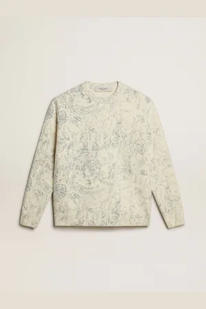 Golden Goose Maglione Girocollo Da Uomo In Lana Con Motivo Toile De Jouy All Over