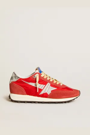 Golden Goose Marathon Donna Con Tomaia In Nylon Di Colore Rosso E Stella Argento