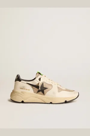 Golden Goose Running Sole Uomo Ltd In Pelle Grigia E Nappa Bianca Con Stella In Pelle Nera