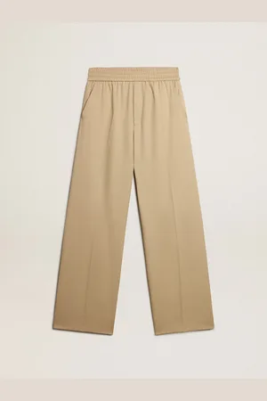 Golden Goose Pantalone Jogging Da Uomo Color Sabbia Con Tasca Sul Retro