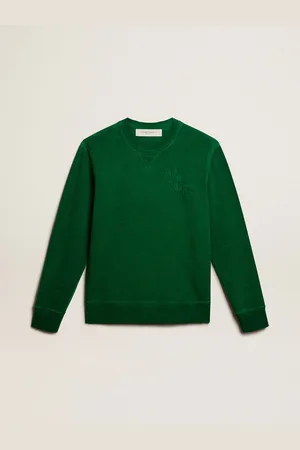 Golden Goose Felpa Girocollo In Pile Di Cotone Di Colore Verde