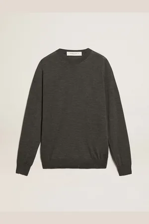 Golden Goose Maglione Girocollo Da Uomo In Lana Grigio Mélange Scuro