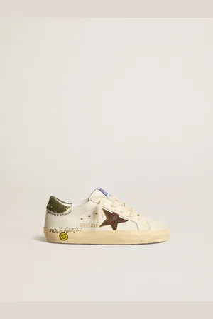 Golden Goose Super-star Junior In Nappa Con Stella In Suede E Talloncino Verde