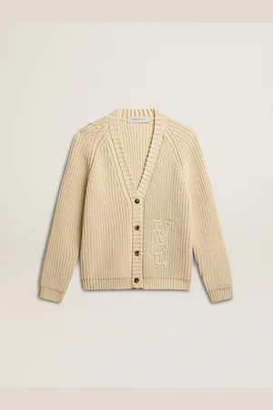 Golden Goose Cardigan Da Donna In Cotone Con Ricamo Sul Davanti