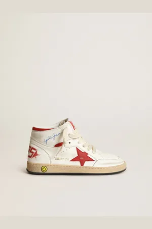 Golden Goose Sky-star Young In Nappa Bianca Con Stella E Talloncino Rossi