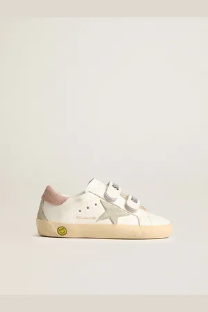 Golden Goose Old School Young In Pelle Con Stella In Suede Grigia E Talloncino Rosa Antico