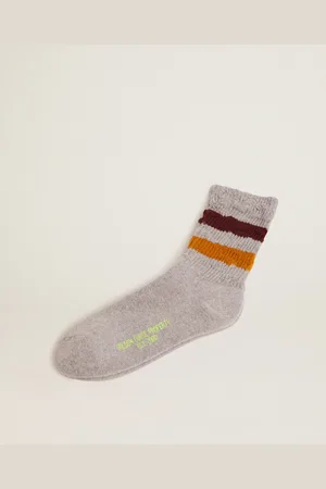 Golden Goose Calzini Grigio Melange Con Dettagli Distressed E Stripes Bicolor