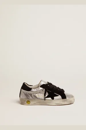 Golden Goose Sneakers Super-star In Pelle Argentata Con Inserti In Suede