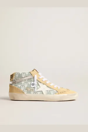 Golden Goose Mid Star Con Stampa A Cuori In Cristalli Swarovski Con Virgola Argento