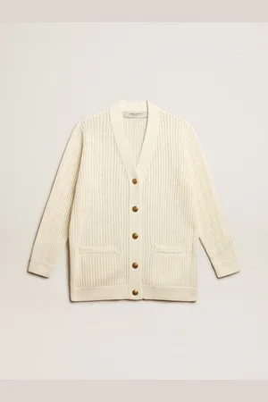 Golden Goose Cardigan In Cotone Traforato Color Bianco Antico