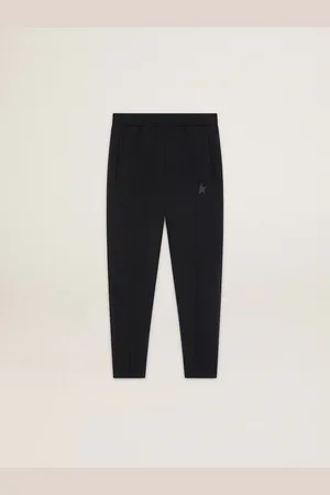 Golden Goose Pantalone Jogging Da Uomo Color Nero Con Stella Sul Davanti