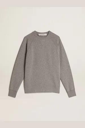 Golden Goose Felpa In Cotone Color Grigio Melange Con Manifesto Sul Retro
